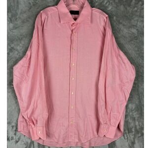 Etro Milano Mens Pink Twill Long Sleeve Button Down Dress Shirt Size 46 Italy